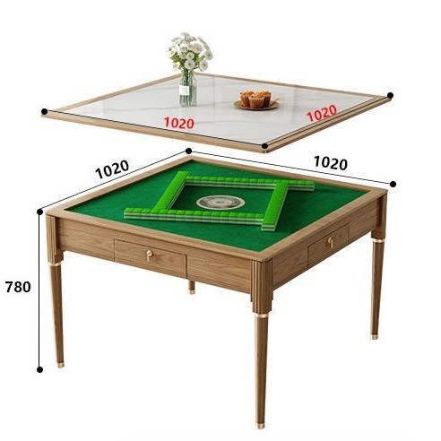 Moderno y simple, completamente automático, tablero de roca de madera maciza, máquina de mahjong, mesa de comedor, mesa de mahjong eléctrica doméstica de estilo crema de doble uso