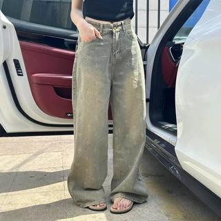 直筒牛仔裤夏女款阔腿宽松2026新款高腰直筒裤女牛仔显瘦裤子女款