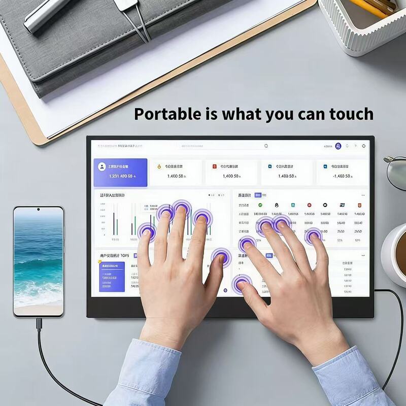 15.6inch Touch Portable Display External Secondary Screen for Xbox, Ps5, Switch, and Computer Monitor