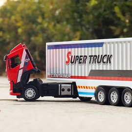 彩珀1/50沃尔沃合金货柜车模型回力声光玩具集装箱运输车卡车拖挂
