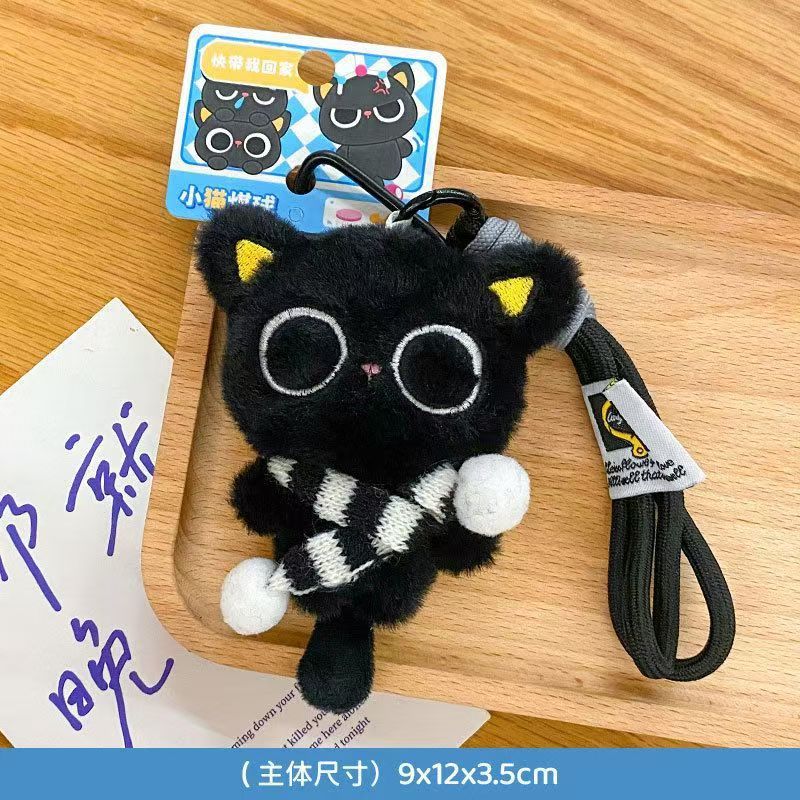 Muñecas de carbón de peluche, muñecas de gato negro, muñecas adorables, bolsos, colgantes para gatos, regalos para parejas, novia