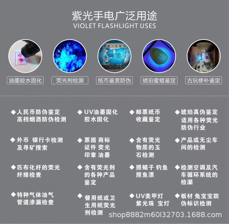 120W High-Probability Ultraviolet Identification Flashlight 365Nm Ultraviolet Detection Uv Curing Lamp for Anti-Counterfeiting of Tobacco, Alcohol, and Currency