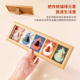 五福临门天然水晶葫芦五行金木水火土办公室桌面招财福禄创意摆件