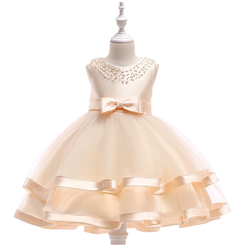 Comercio exterior nuevo vestido de anfitrión vestido de novia para niños vestido de princesa con cuentas hechas a mano vestido de niña entrega de una pieza