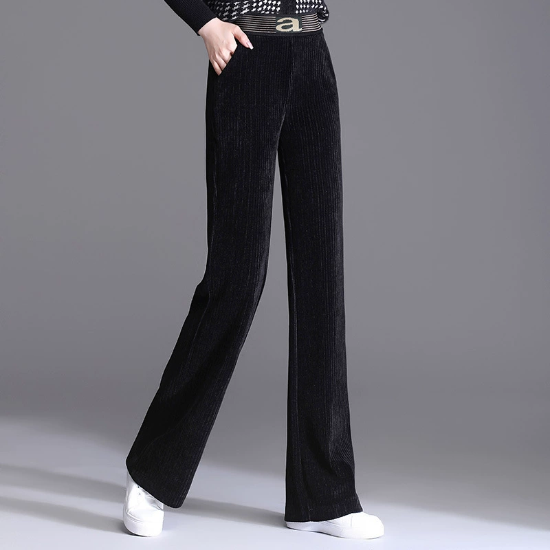 Весенние широкие брюки для мам женские с высокой талией драпировка 2024 Новые осенне-зимние повседневные Прямые длинные брюки в западном стиле