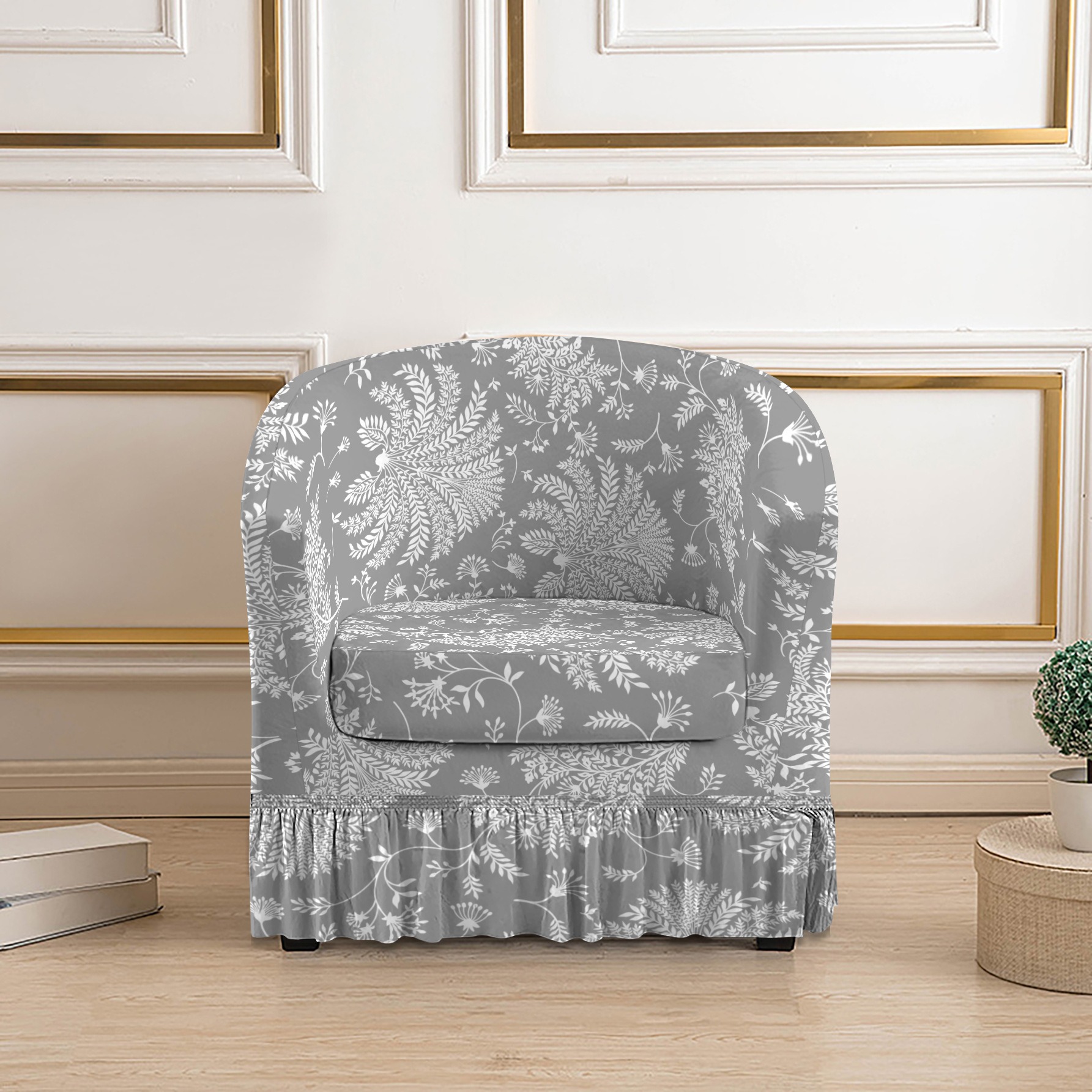 坐垫套弹力单人全包裙边半圆沙发套