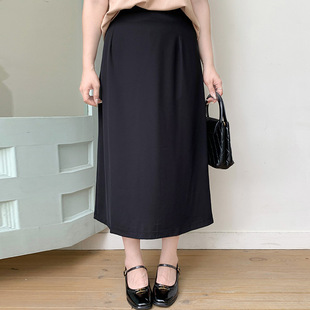 plus size skirt 200kg chubby girl new A straight tube women's short skirt high waist Joker split skirt 3270