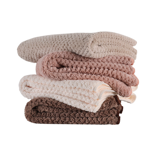 Household baby and child bath towel adult fiber coral velvet 70*140cm instant suction pineapple plaid wool wrap wholesale