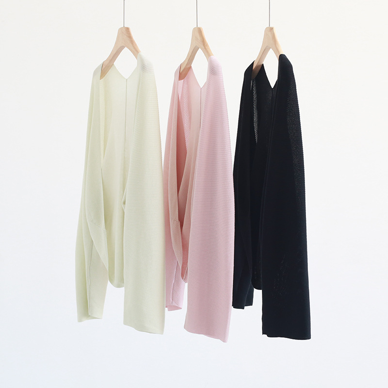 Spring and Summer Fashionable One-piece Tencel Knitted Shawl Thin Lazy Style Cocoon-style Bat Sleeve Loose Large Sleeve Cardigan