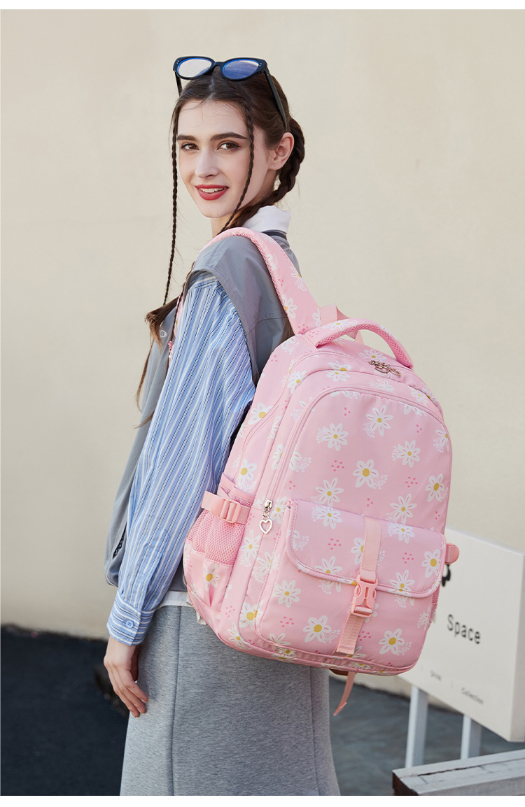 Waterproof 20 Inch Flower Casual School School Backpack display picture 2