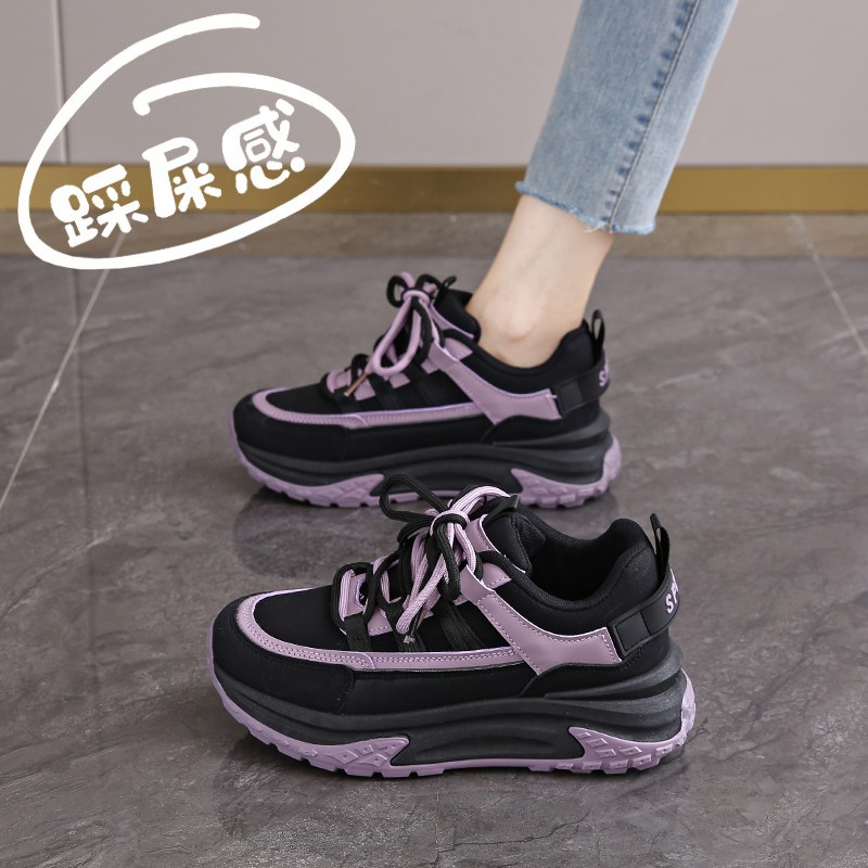 Zapatos deportivos casuales de suela gruesa versátiles primavera y otoño de 2025, nuevos zapatos de mujer cómodos y transpirables, zapatos de padre y mujer