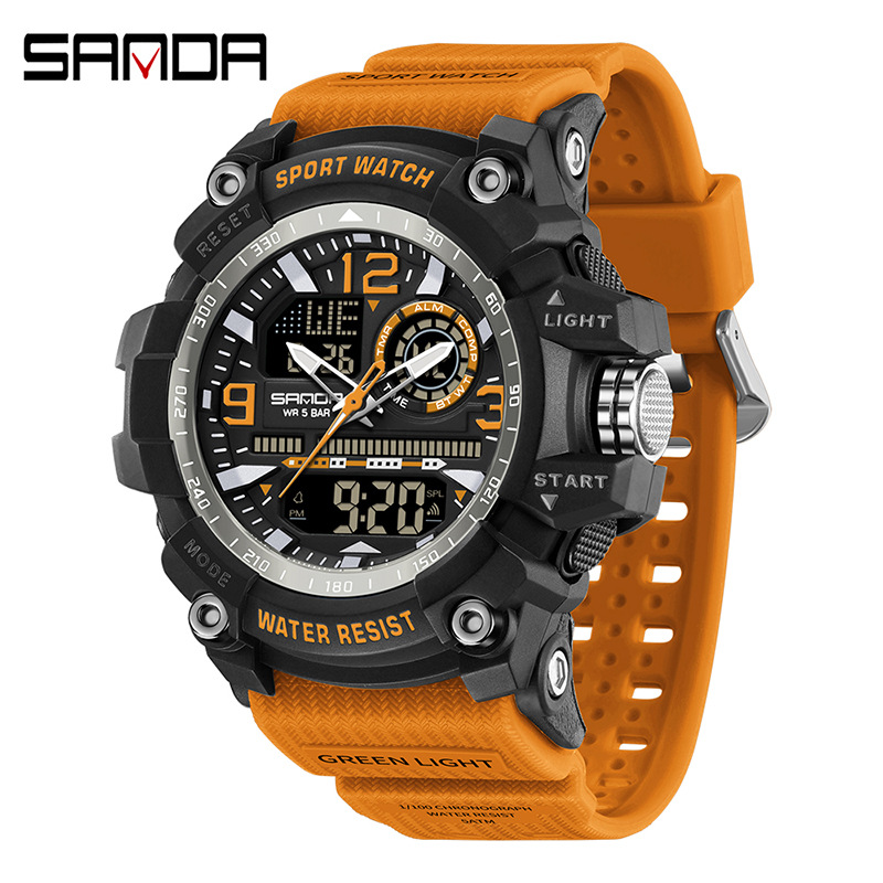 Reloj electrónico Sanda Reloj deportivo multifuncional de moda juvenil SANDA Reloj despertador impermeable Reloj para estudiantes 3367