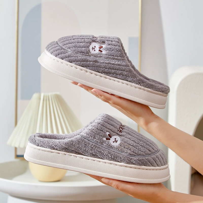 thumbnail image 1 of Zapatillas de algodón para mujer de otoño e invierno, para el hogar, para parejas, para interiores y exteriores, cálidas, con suela gruesa, para hombres, 1 of 7