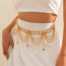 欧美风性感星星链条流苏蝴蝶身体链 金属爱心珍珠腰链Waist chain