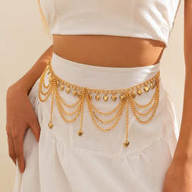 欧美风性感星星链条流苏蝴蝶身体链 金属爱心珍珠腰链Waist chain