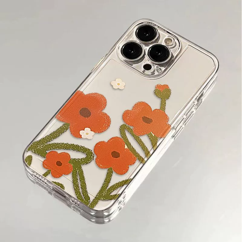 Чехол для iPhone 16 совместимый с Apple/Orange, цветочный, для 16 Pro Max и 13