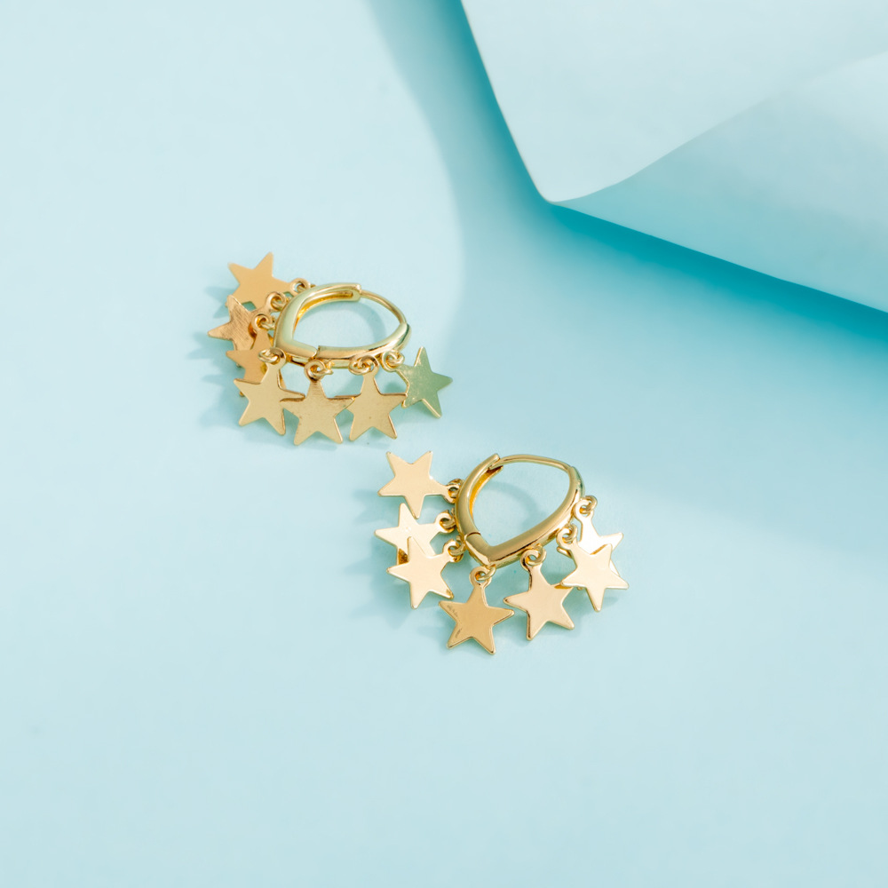 Simple Style Star Patchwork Plating Alloy No Inlaid Earrings display picture 7