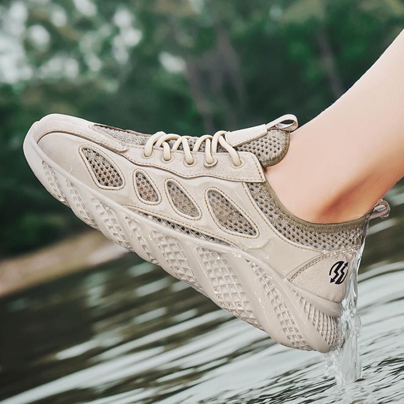 Zapatos casuales ligeros para hombres, nuevos zapatos de malla grandes transpirables de verano, zapatos de rastreo de secado rápido, zapatos deportivos de moda de todo fósforo, en nombre del cabello