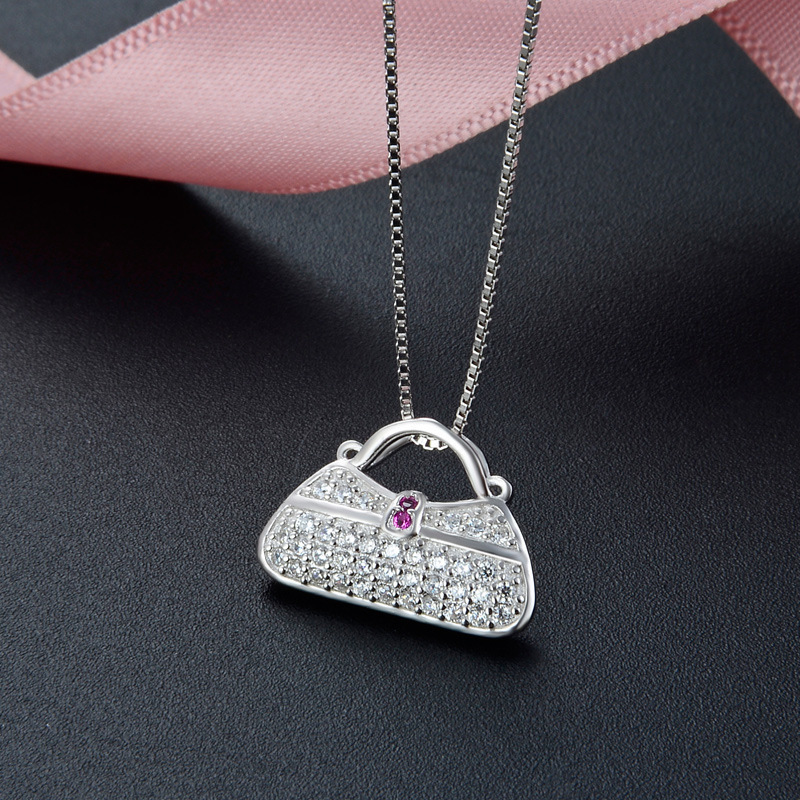 S925 plata incrustada con diamantes de zirconio personalidad creativa pequeña bolsa de viento perfumada colgante de moda coreana accesorios de collar temperamento