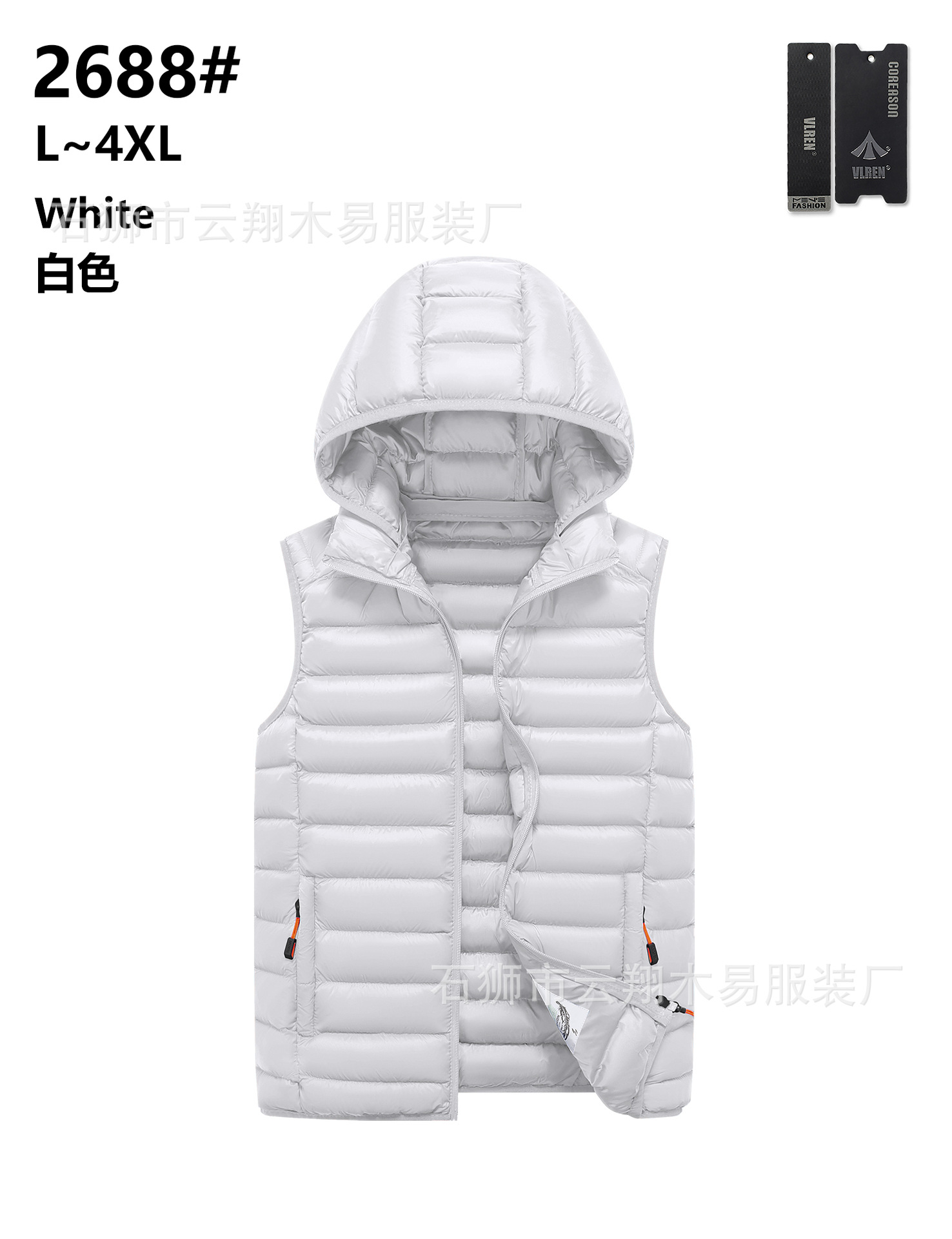 2023 Chaleco de algodón transfronterizo costillas engrosadas con capucha Chaleco de algodón raqueta de algodón europeo y americano Comercio exterior al por mayor