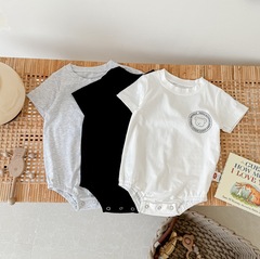 Baby clothes summer cartoon little bear onesie thin triangular pants for newborn babies, one-piece short-sleeve crawling suit