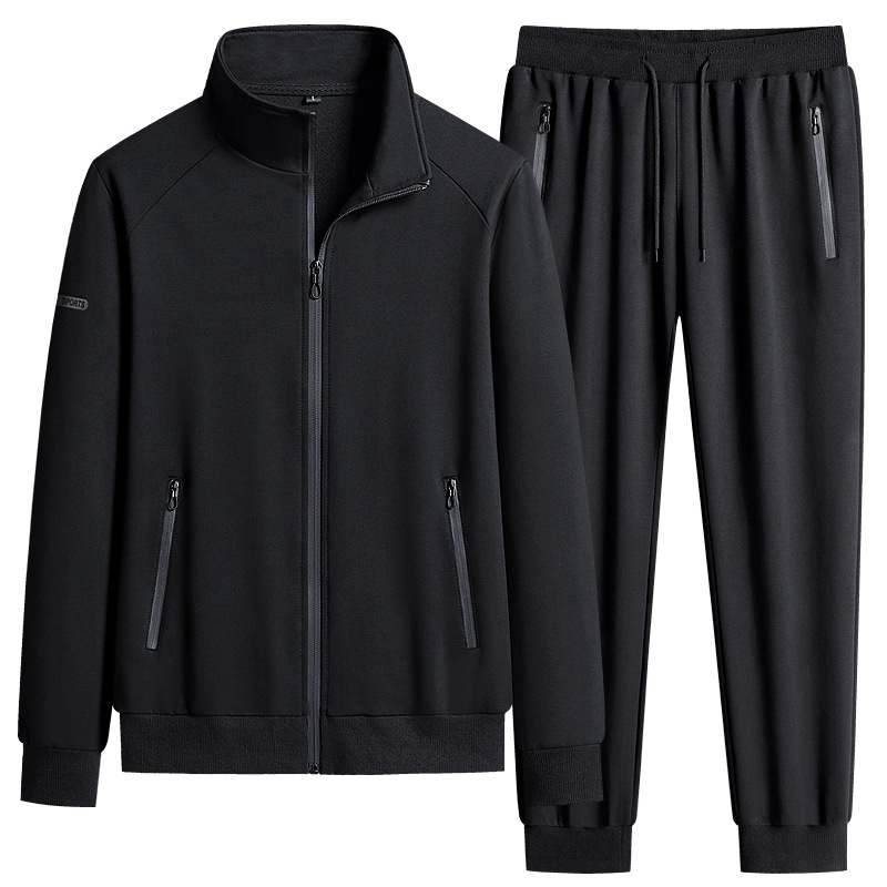 Transfronterizos algodón ropa deportiva casual hombre chaqueta de carrera chaqueta de mediana edad padres dos piezas conjunto de primavera y otoño 2026 image 4
