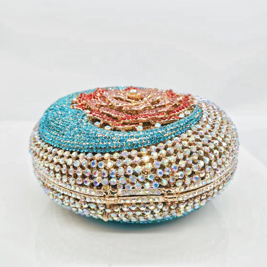 Nuevo cross-border moonflower diamond banquete bolso de diamante bolso de mano bolso de moda bolso de mujer duro
