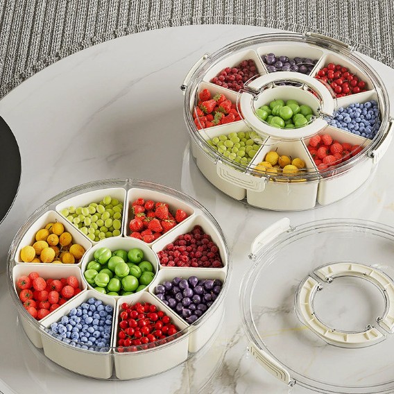 Caja de frutas portátil al aire libre, almacenamiento de especias de cocina, latas de sellado de condimentos, bocadillos de salón, bandeja de frutas secas