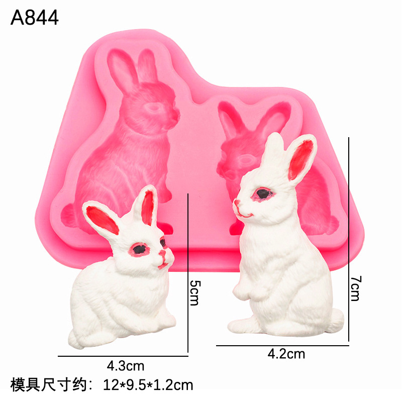 Conejo blanco hornear pastel de chocolate DIY molde de silicona molde decorativo de yeso de arcilla ultraligera