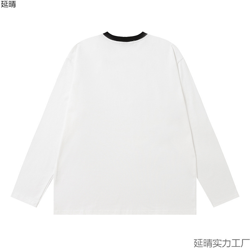 MIMI休闲宽松慵懒撞色潮牌字母T恤简约百搭上衣春秋季男款潮|undefined