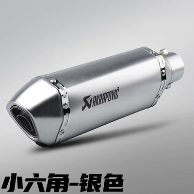 Motorcycle exhaust pipe — 51mm Universal - 370mm-small-hex-silver