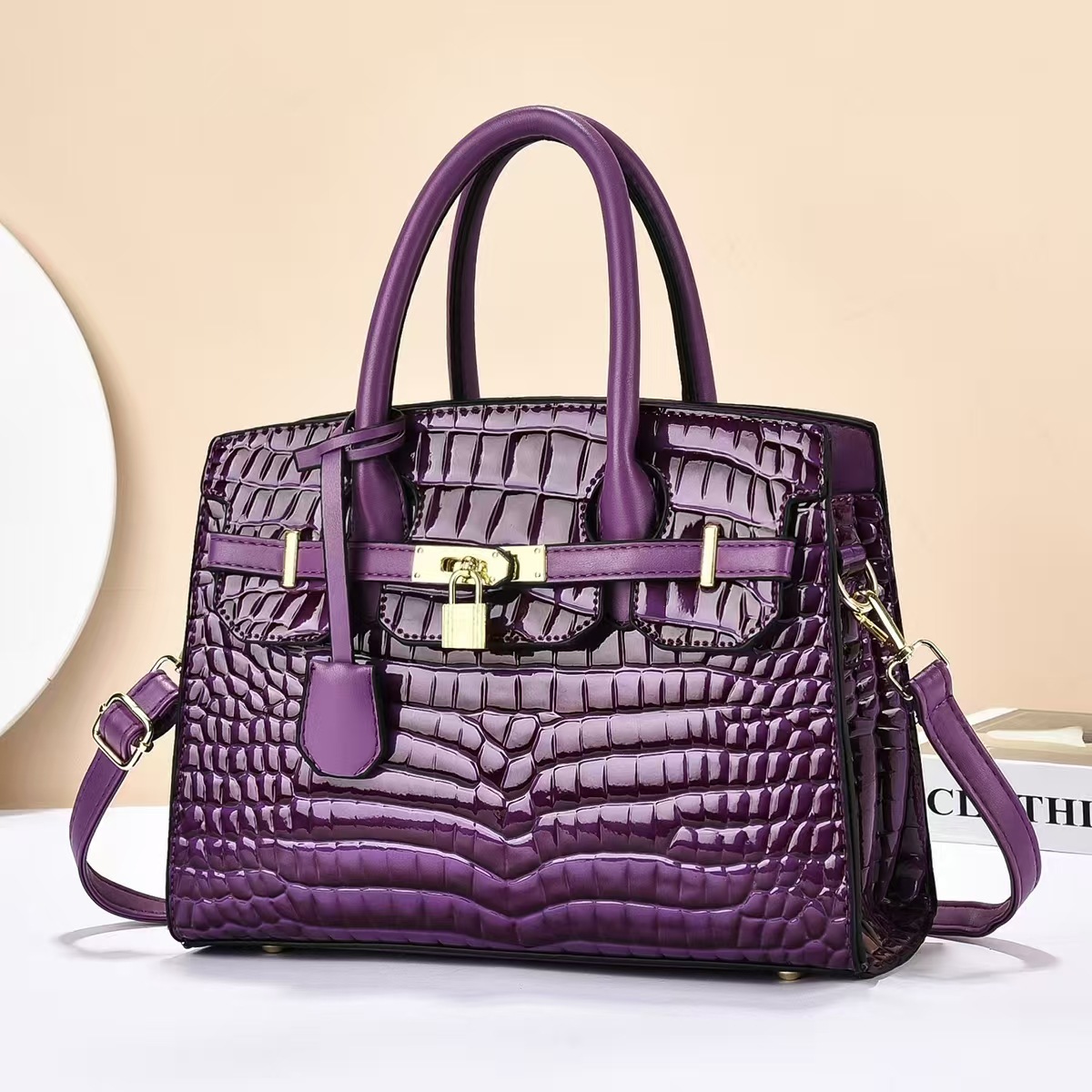 Casual de moda piedra de piel brillante temperamento bolso de hombro universal bolso de mano de viaje diario mochila bolso de mano