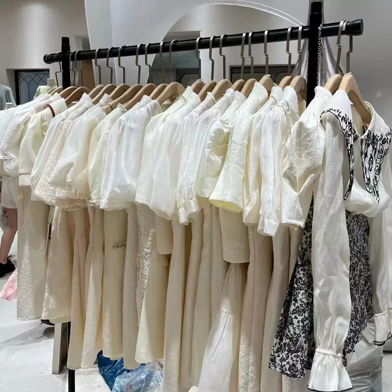四季青24夏泡泡袖仙女连衣裙初恋白仙女裙子批发品牌女装一手货源