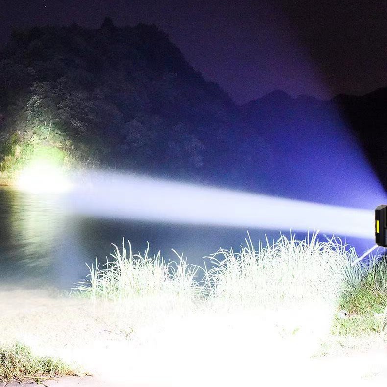 Nueva linterna solar recargable USB de luz fuerte, súper brillante, linterna LED de 8 cabezas, foco portátil de tiro a larga distancia