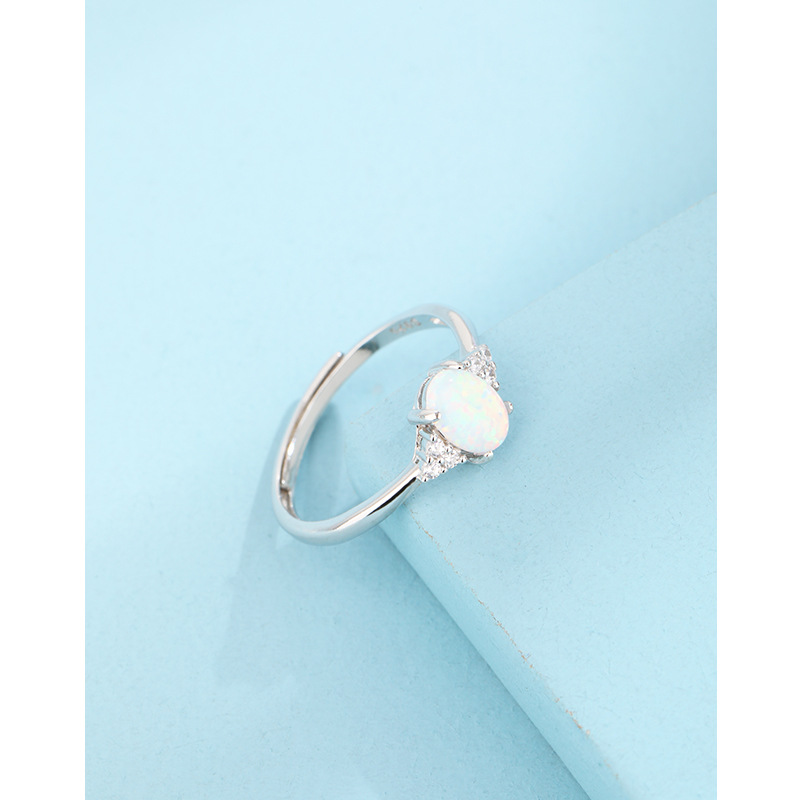 Temu transfronterizo 925 plata esterlina Opal anillo de mujer ins abierto ajuste Amazon Europa América Opal anillo