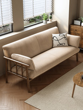 日式实木沙发小户型三人位冬夏两用可拆洗公寓民宿双人布艺沙发椅