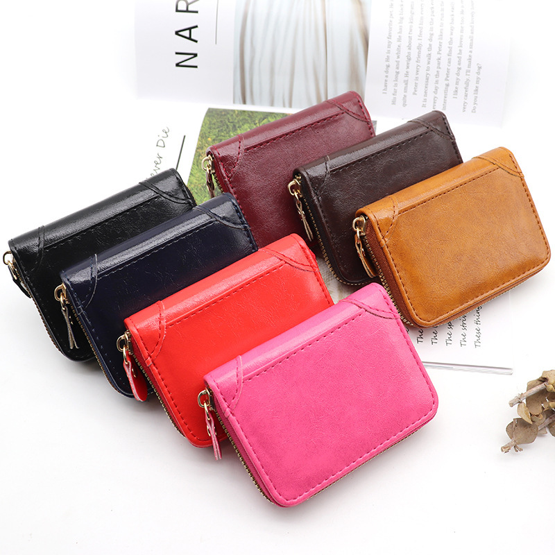 Foreign trade new organ card bag women's large capacity multi-functional men's small card bag one-piece retro wallet business card holder
