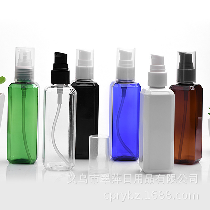 100ml20/410方形粉泵瓶乳液瓶鸟嘴瓶PET塑料全罩乳液分装瓶