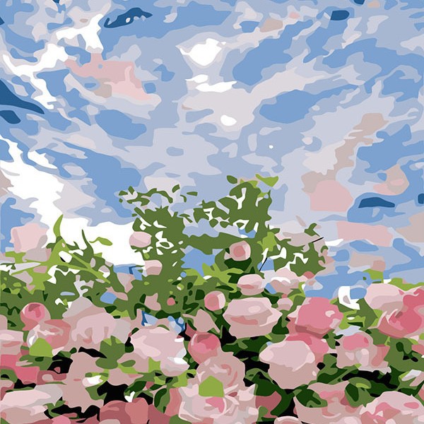 5424 كاميليا تتفتح / [حقائب 30 × 40] أسفل ملونة تمتد الإطار الداخلي