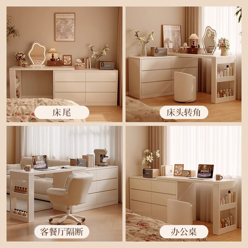 Tocador, cómoda, dormitorio moderno integrado, simple 2025, nuevo escritorio de maquillaje francés, armario de cola de cama, escritorio de computadora, almacenamiento