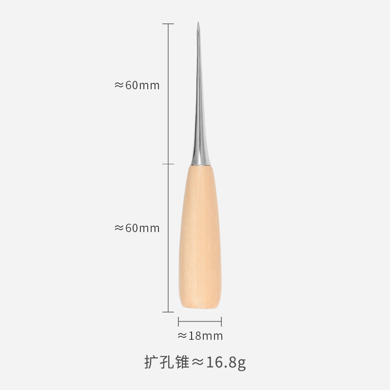 Fabricante con funda, punzón de mango de madera, cuero de bricolaje, zapatos de suela hechos a mano, aguja de cono perforada Qianbiantong