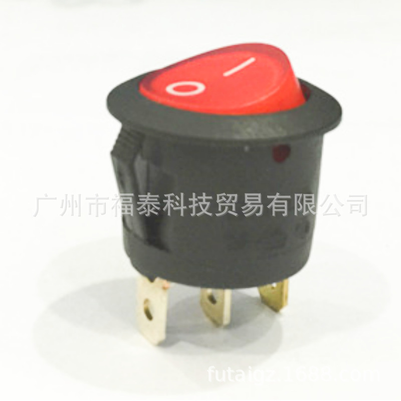 供应RLEIL牌子船型开关圆型3脚带灯KCD5圆型跷板开关红灯绿灯黑色