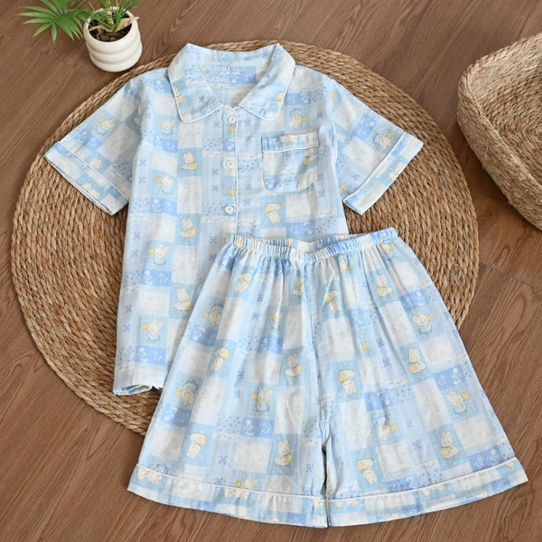 Blue plaid rabbit shorts