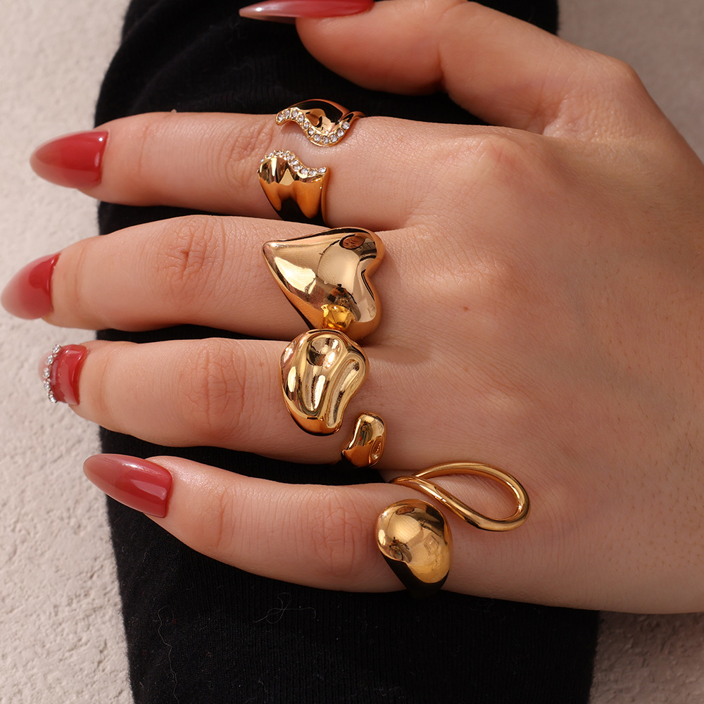 All Seasons Season Women's Gender Wholesale Jewelry Elegant Simple Style Heart Shape Titanium Steel Plating Open Rings