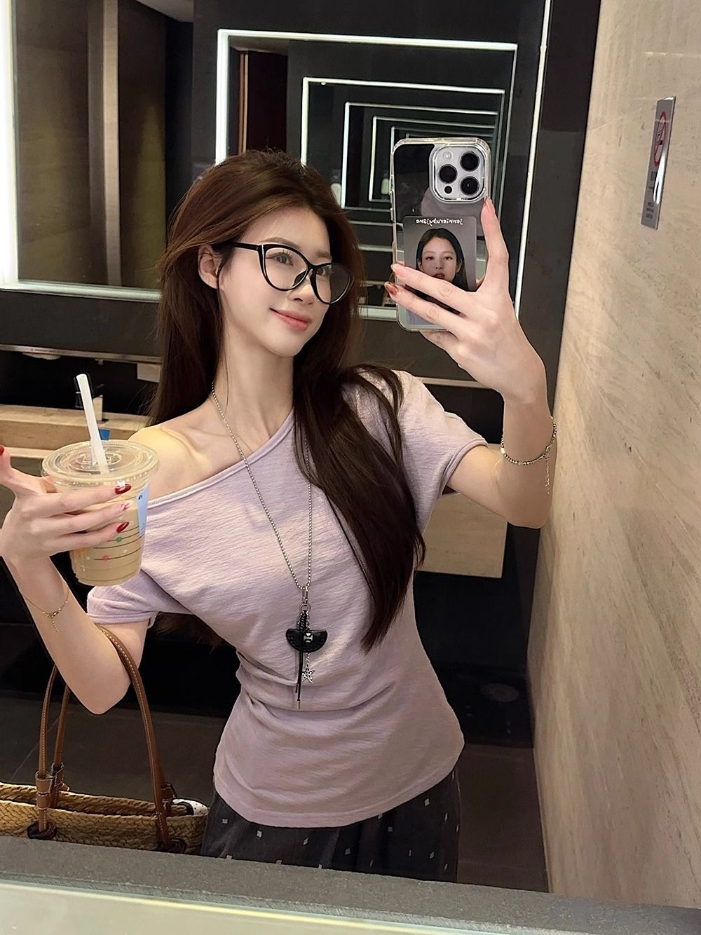 여성용 여름 신상 게으른 스타일 오프숄더 반팔 티셔츠, 타로 퍼플 사선 어깨 디자인 슬림핏 탑 도매
