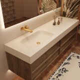 Горячая слябная плита среднего возраста горячая кривая бесшовная интегрированная бассейнская шкаф для ванной комнаты. Раковина для ванной комнаты новый стиль