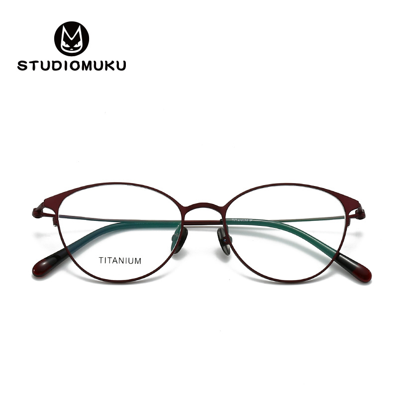 STUDIOMUKU gafas frescas de madera simple pero no simple diseño de marco no elija la forma de la cara gafas de titanio puro marco