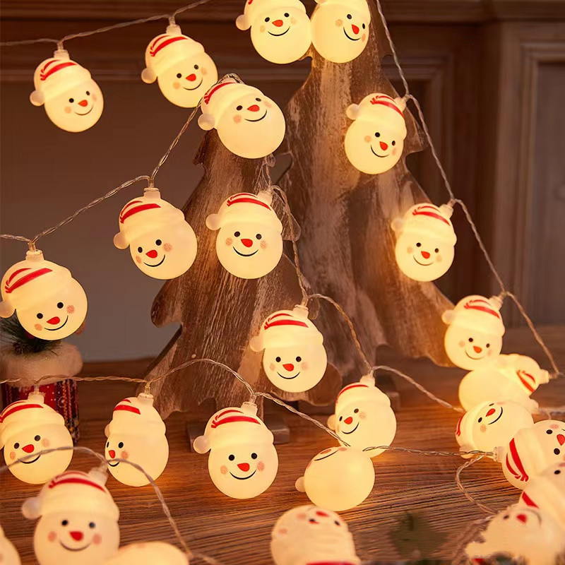 国境を越えたLEDクリスマスデコレーションライトストリング、雪だるま、サンタクロース、クリスマスツリー、杖、灯台、部屋の装飾、点滅するライト|undefined
