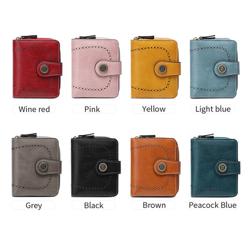 Women's 2025 Fashion Lattice Wallet Short Zipper Large Capacity Purse Retro Card Holder