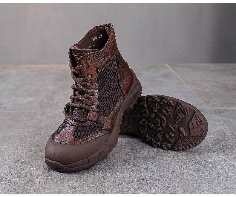 Boot Martin da bò cổ ngắn phong cách Anh cổ điển cho nữ — Màu nâu chi tiết 14